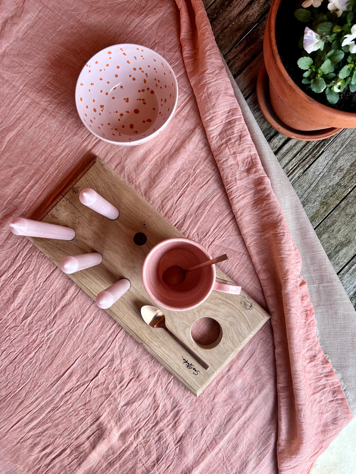 Kaarsen & Borrelplank WOODEN TREASURE - Maat M (39,5x18cm)