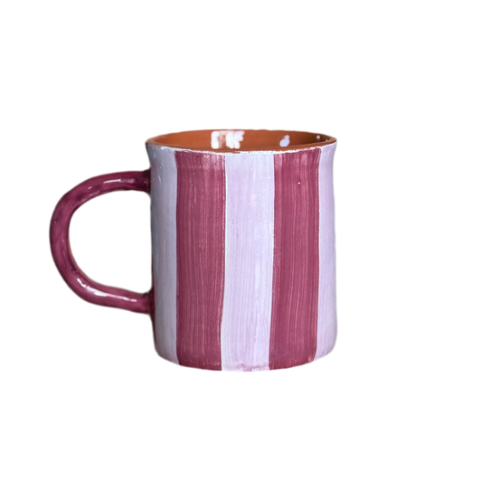 Sus.Studio handgemaakte mok uit Portugal roze streep 1