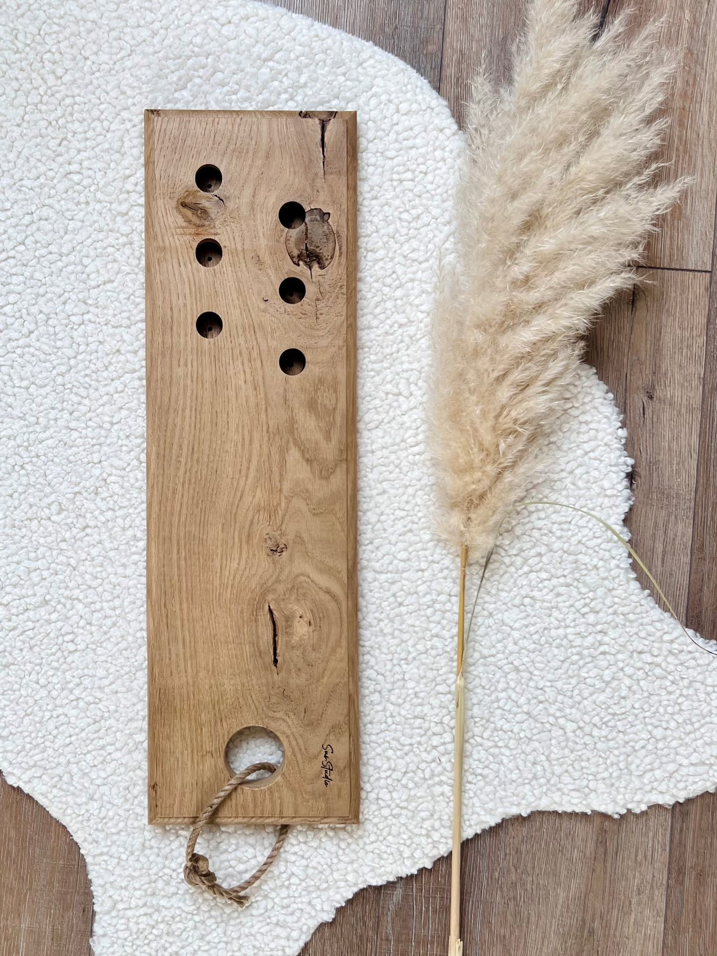 Kaarsen & Borrelplank WOODEN TREASURE - Maat L (60x18cm)
