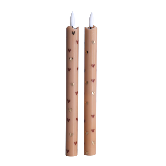 Sus.Studio LED kaars bruin met hartjes goud 2