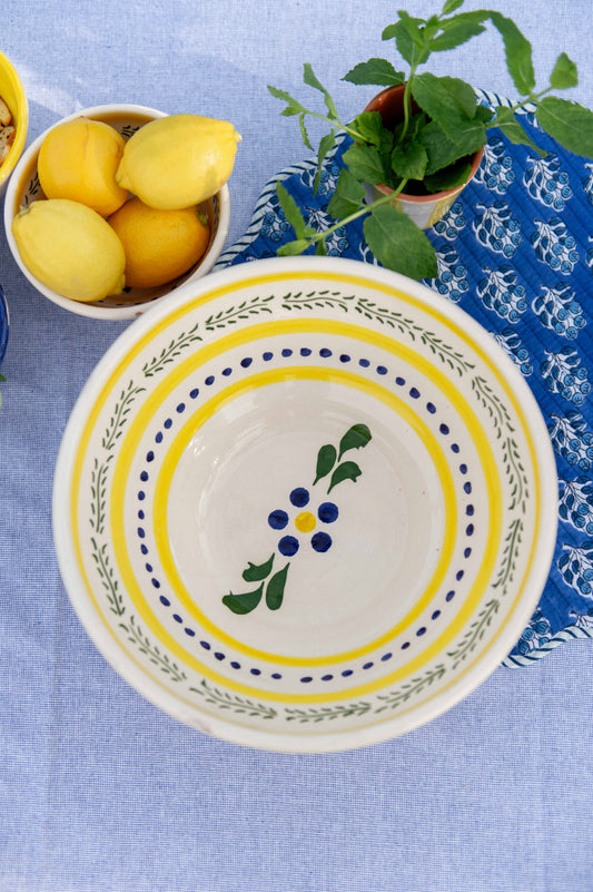 Sus.Studio gekleurd keramiek servies blauw geel wit streep spetter20