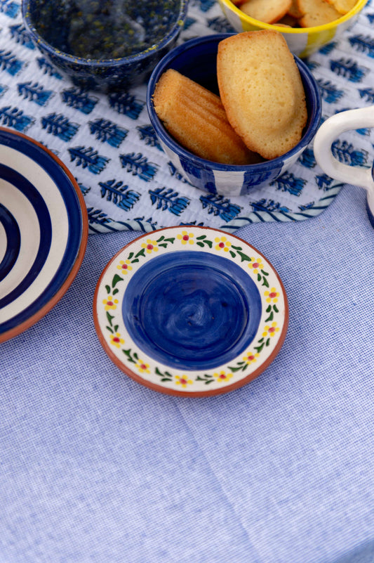 Sus.Studio gekleurd keramiek servies blauw geel wit streep spetter38