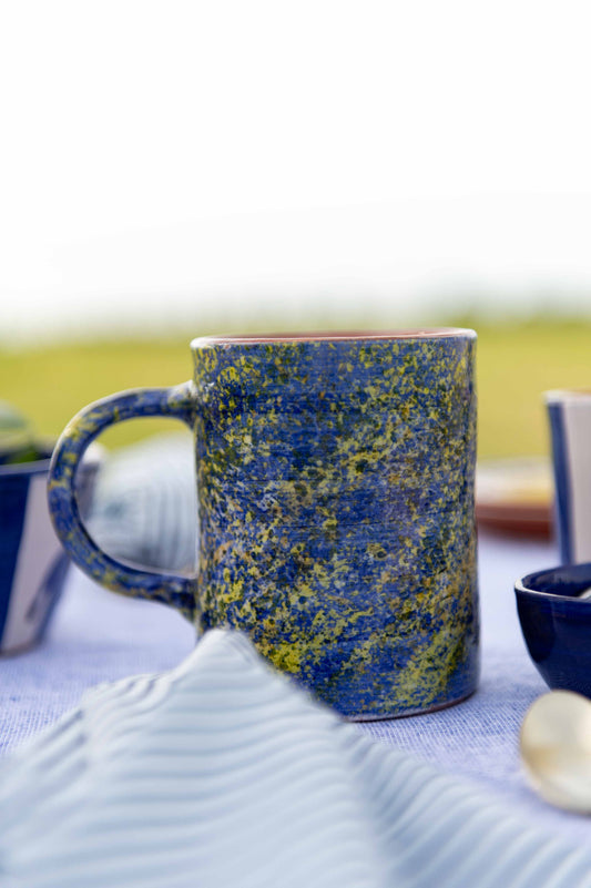 Sus.Studio gekleurd keramiek servies blauw geel wit streep spetter42