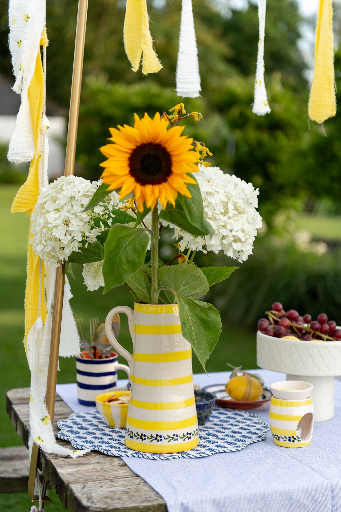Sus.Studio gekleurd keramiek servies blauw geel wit streep spetter66