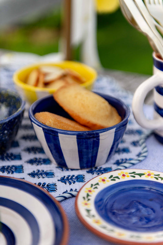 Sus.Studio gekleurd keramiek servies blauw geel wit streep spetter78