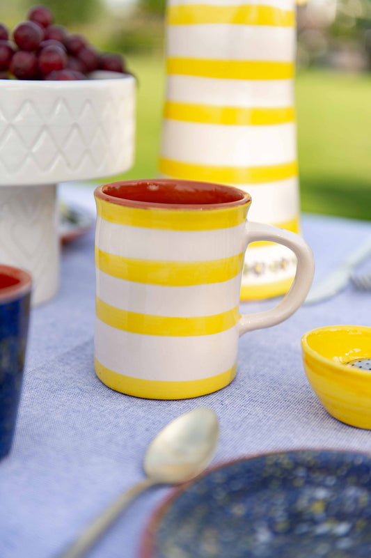 Sus.Studio gekleurd keramiek servies blauw geel wit streep spetter91