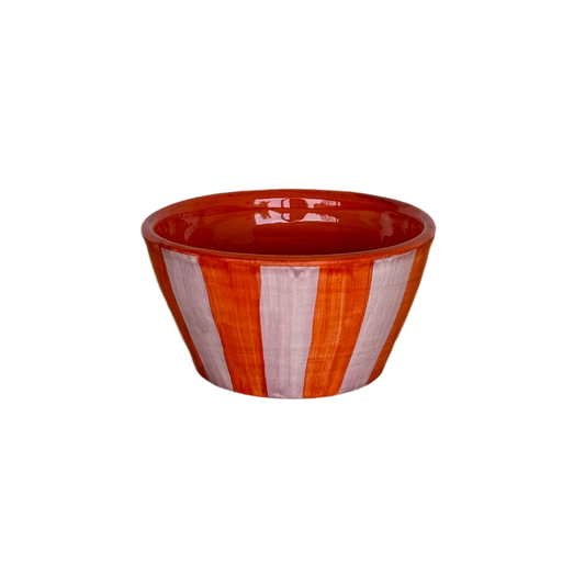 Sus.Studio handgemaakt servies uit Portugal schaaltje roze oranje strepen 1
