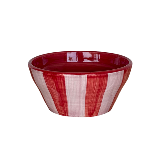 Sus.Studio handgemaakt servies uit Portugal schaaltje roze rood strepen 1