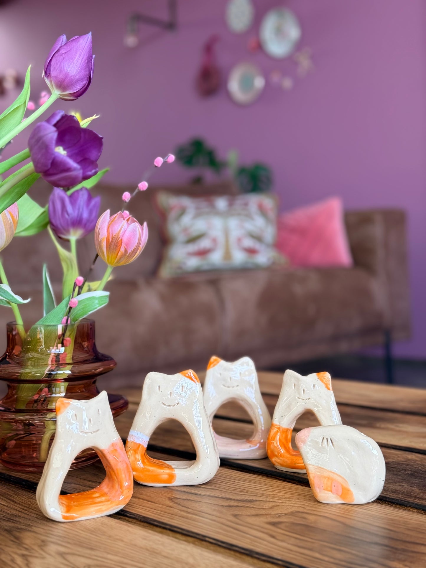 Sus.Studio handgemaakte kater roze paars oranje14