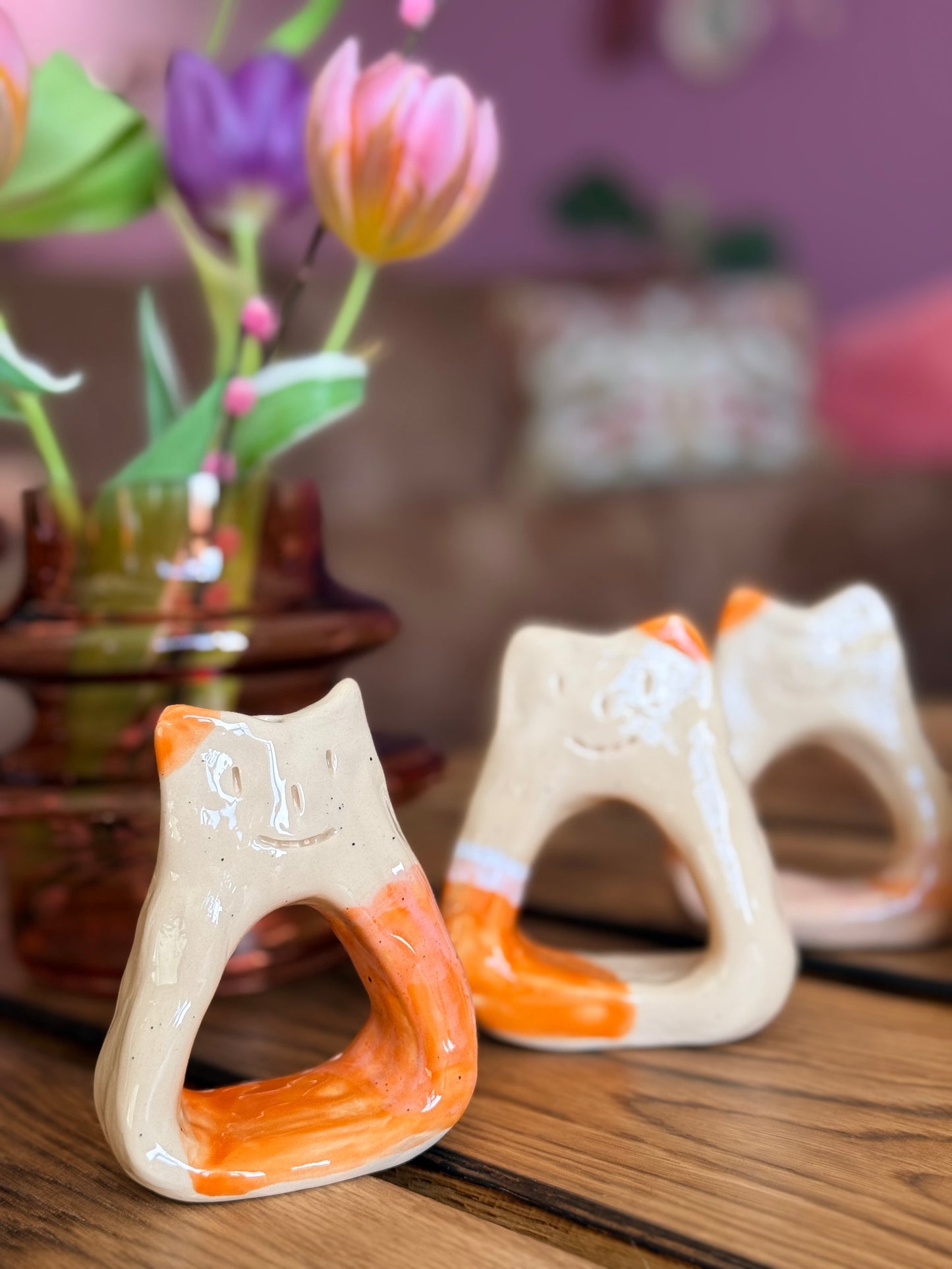 Sus.Studio handgemaakte kater roze paars oranje15