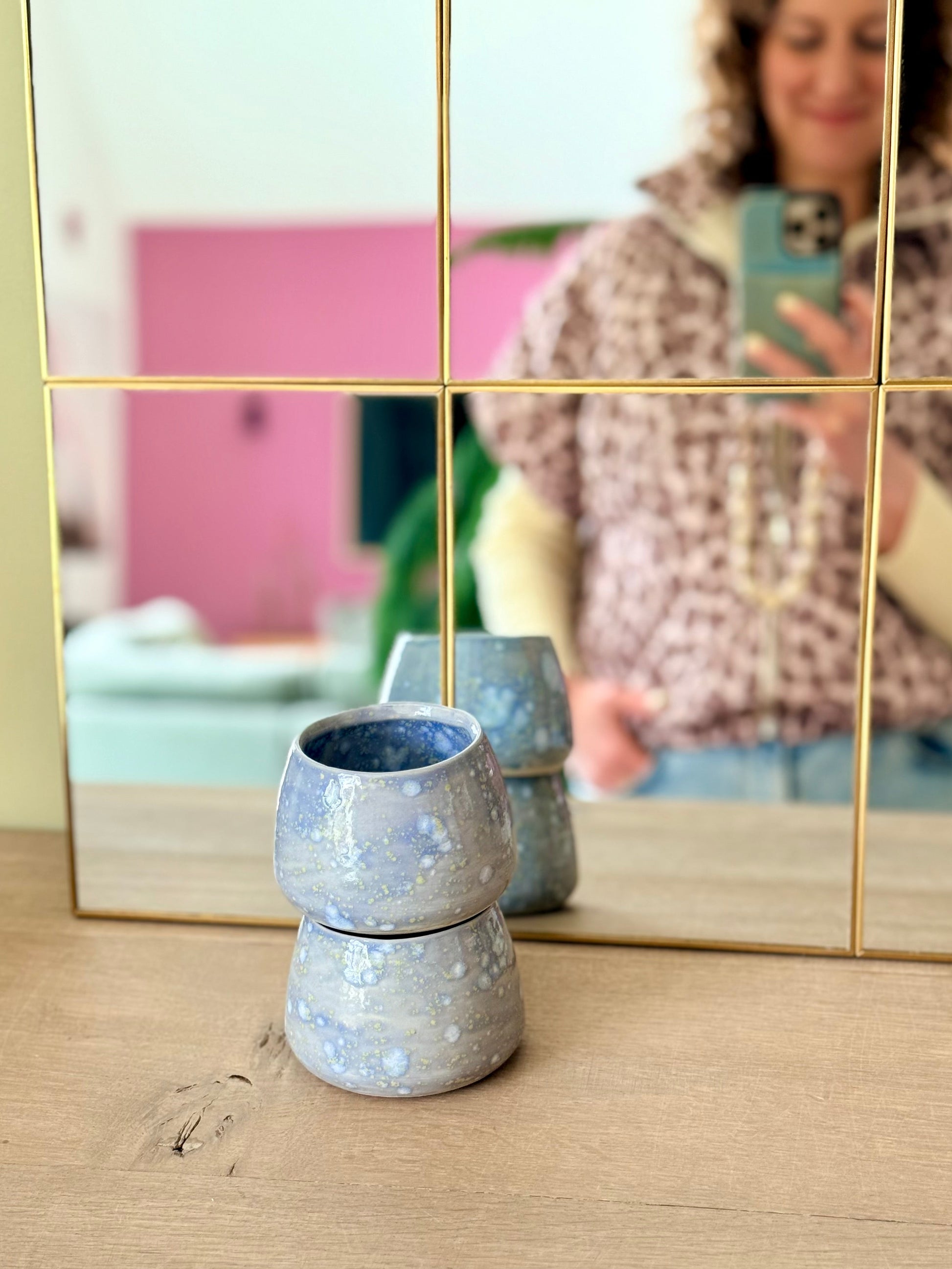Sus.Studio koffiemokje zonder oor steengoed paars roze blauw10