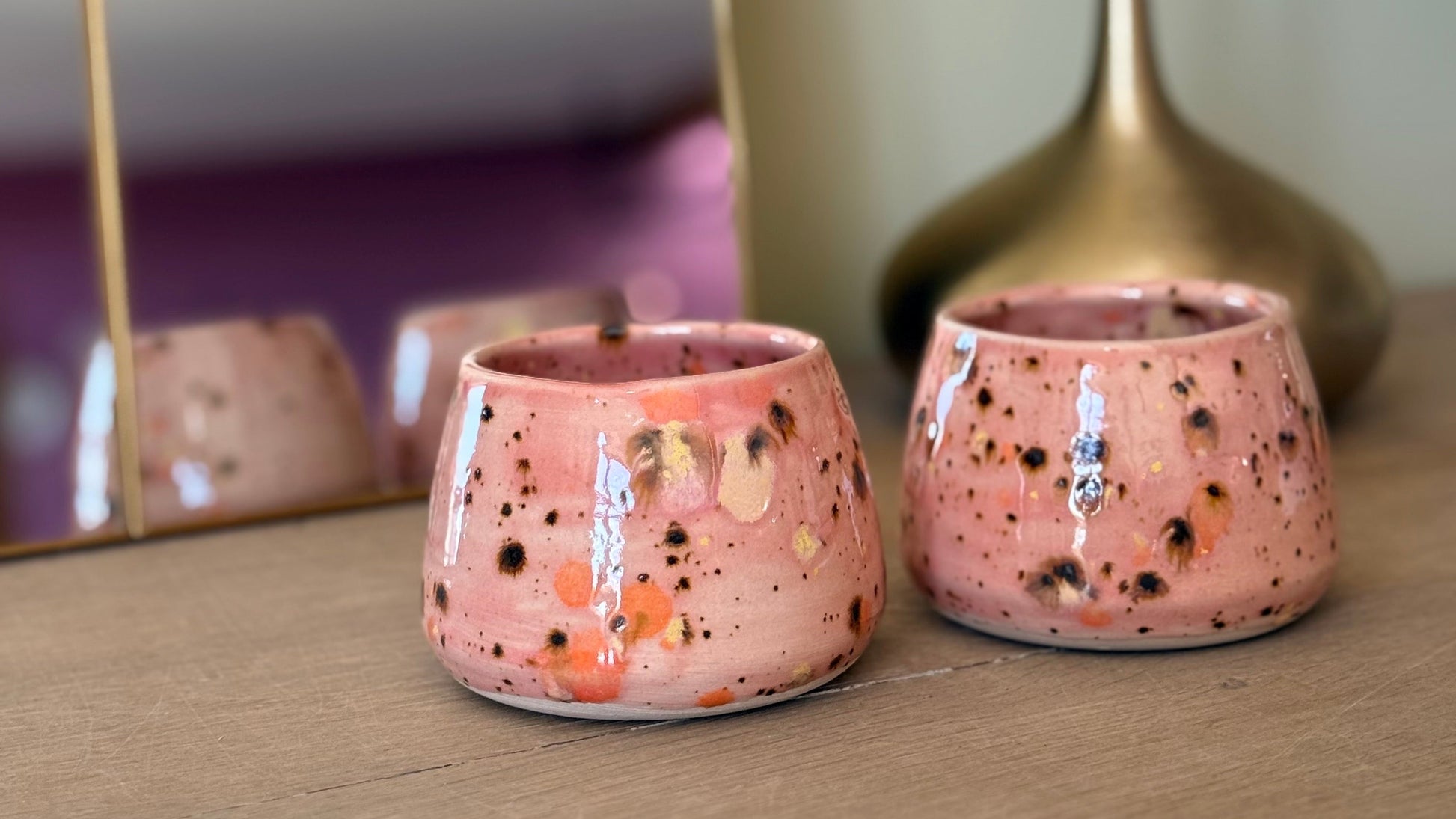 Sus.Studio koffiemokje zonder oor steengoed paars roze blauw17