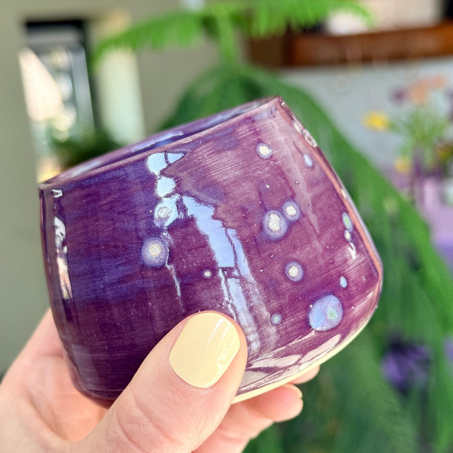 Sus.Studio koffiemokje zonder oor steengoed paars roze blauw23