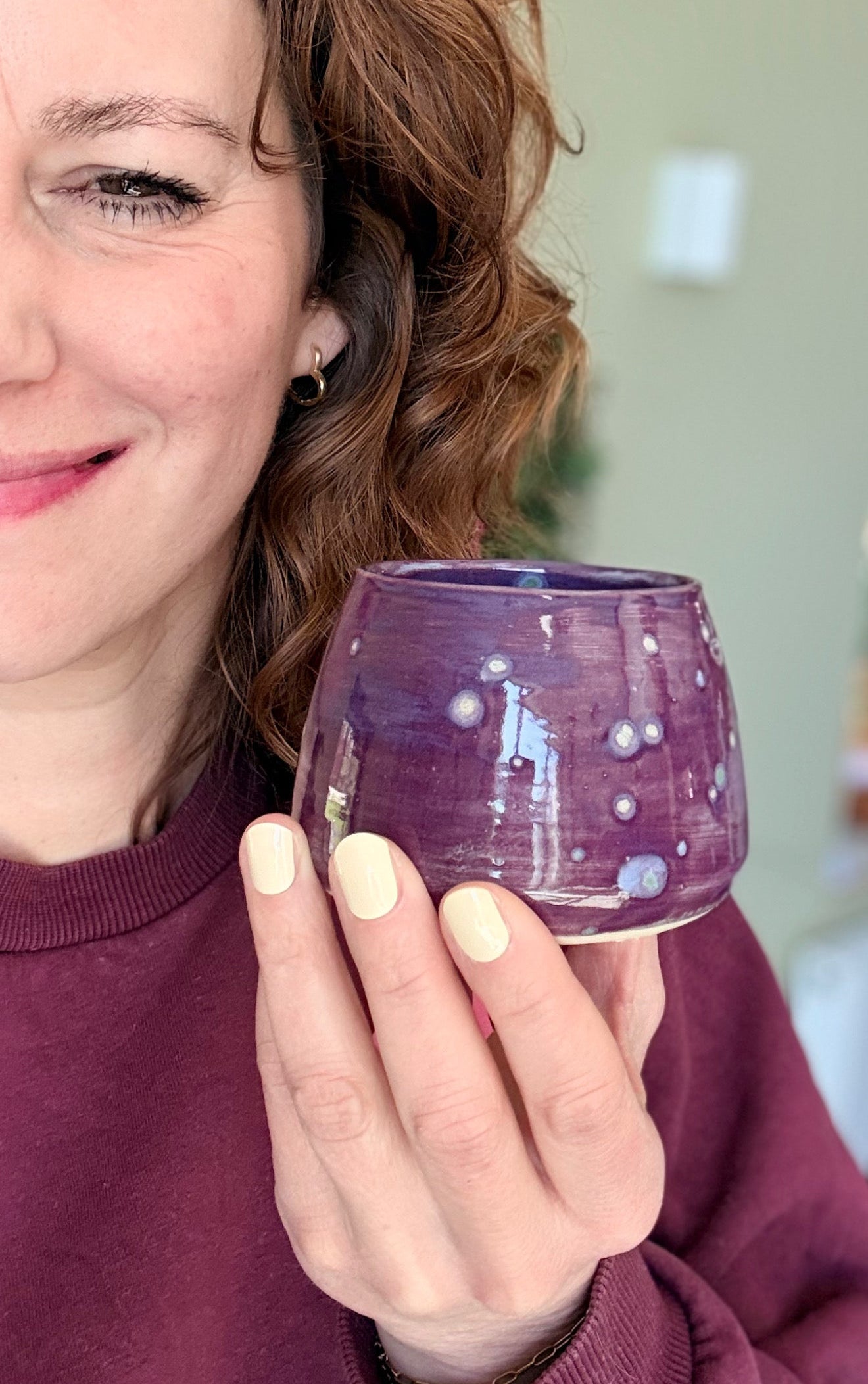 Sus.Studio koffiemokje zonder oor steengoed paars roze blauw24