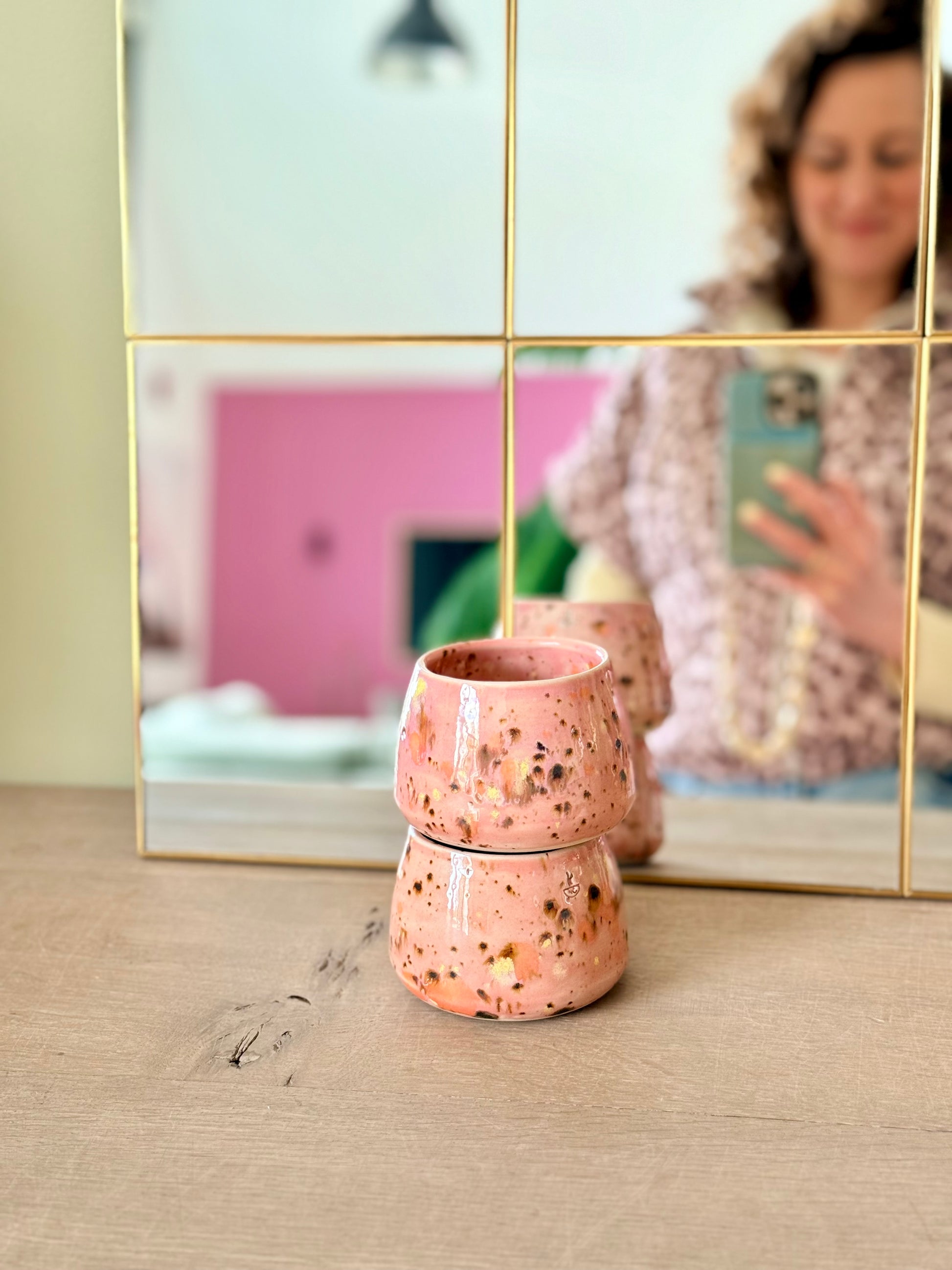Sus.Studio koffiemokje zonder oor steengoed paars roze blauw51