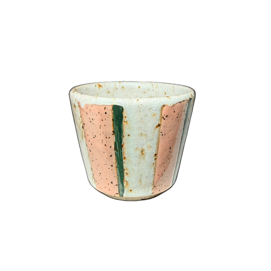 Mok zonder oor STREEP - roze/wit/groen