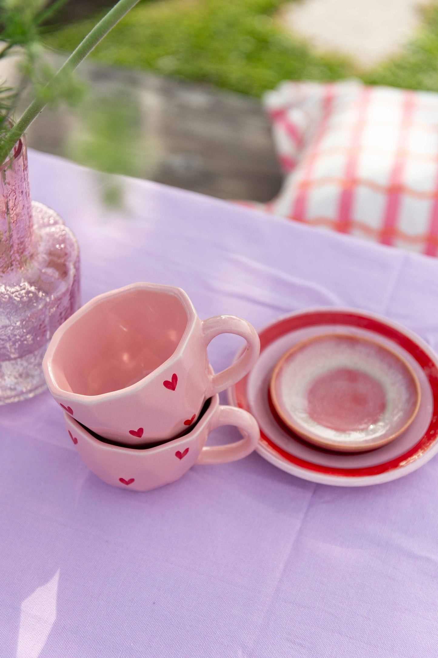 Sus.Studio roze keramieken mok met rood hart5
