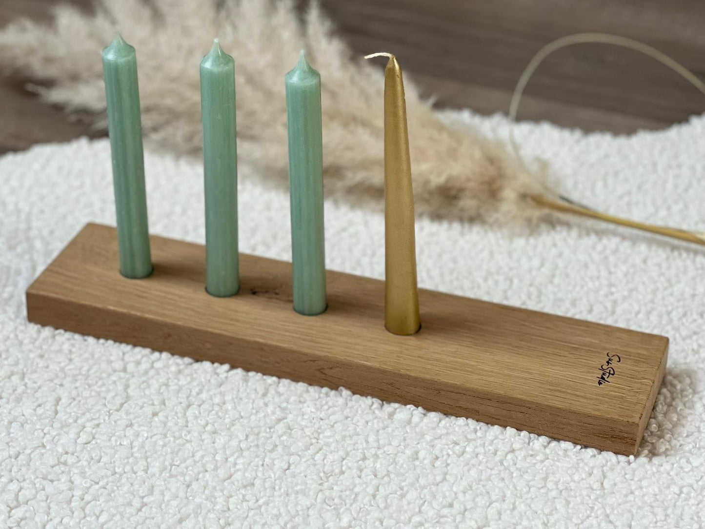 Kaarsen & Borrelplank WOODEN TREASURE - Maat S (39,5x9cm)