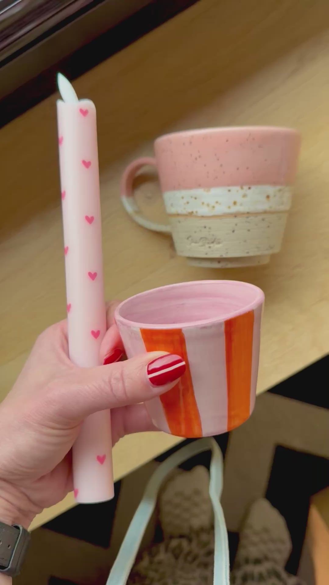 Sus.Studio LED kaars roze met hartjes