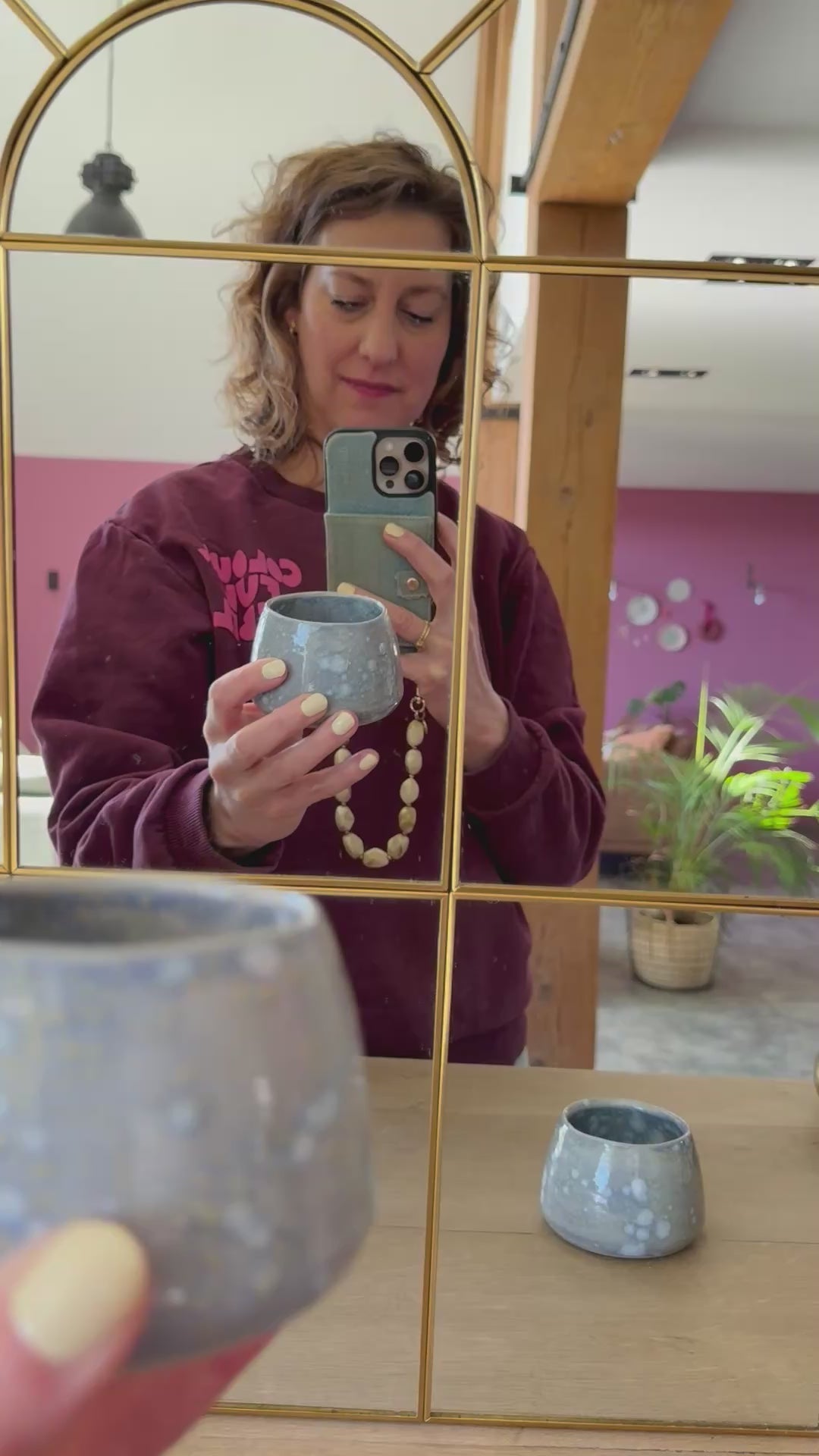 Sus.Studio koffiemokje zonder oor steengoed paars roze blauw29