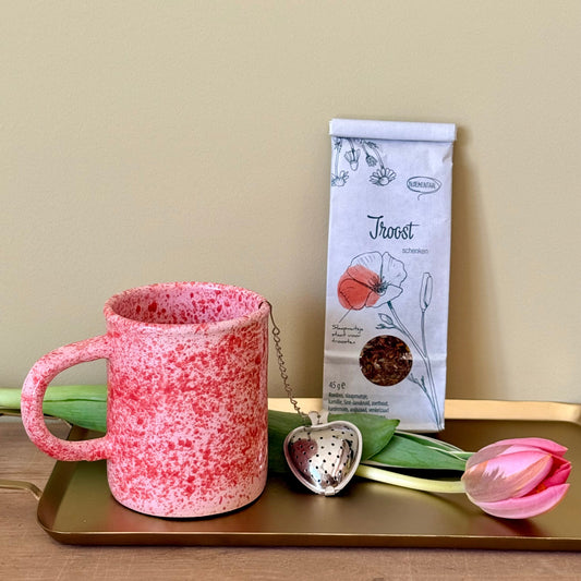 thee cadeauset rood roze troost